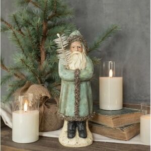 Ragon House Christmas 12" Soft Blue Velvet Belsnickle Santa Figurine Winter NEW